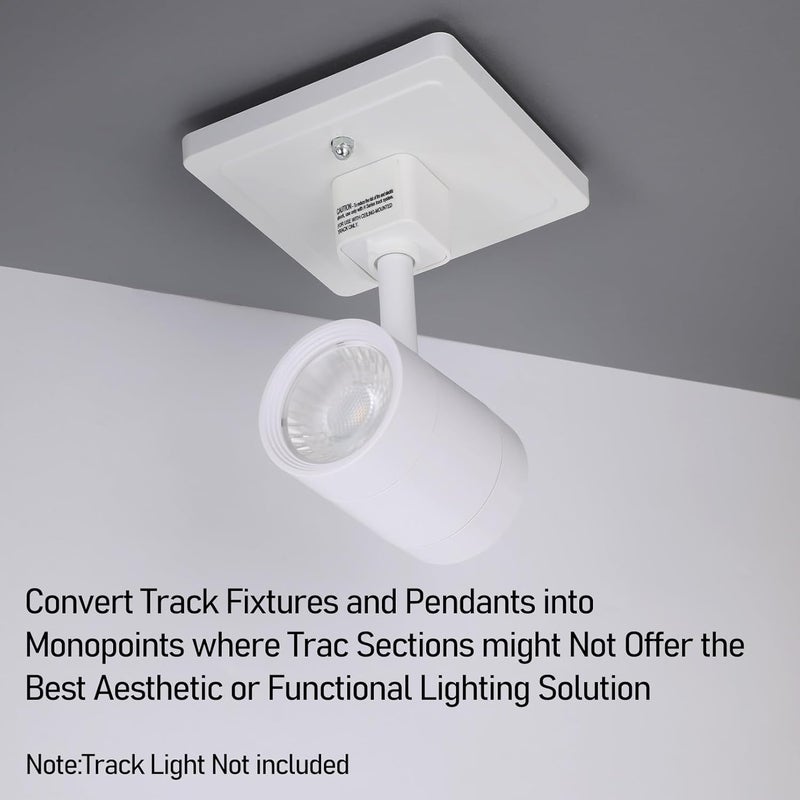 LEONLITE H Track Monopoint Canopy, Convert Track Fixtures and Pendants into Monopoints, ETL Listed, Flame Retardant Material, 120V, for H Type Track Lighting System, White - Image 2